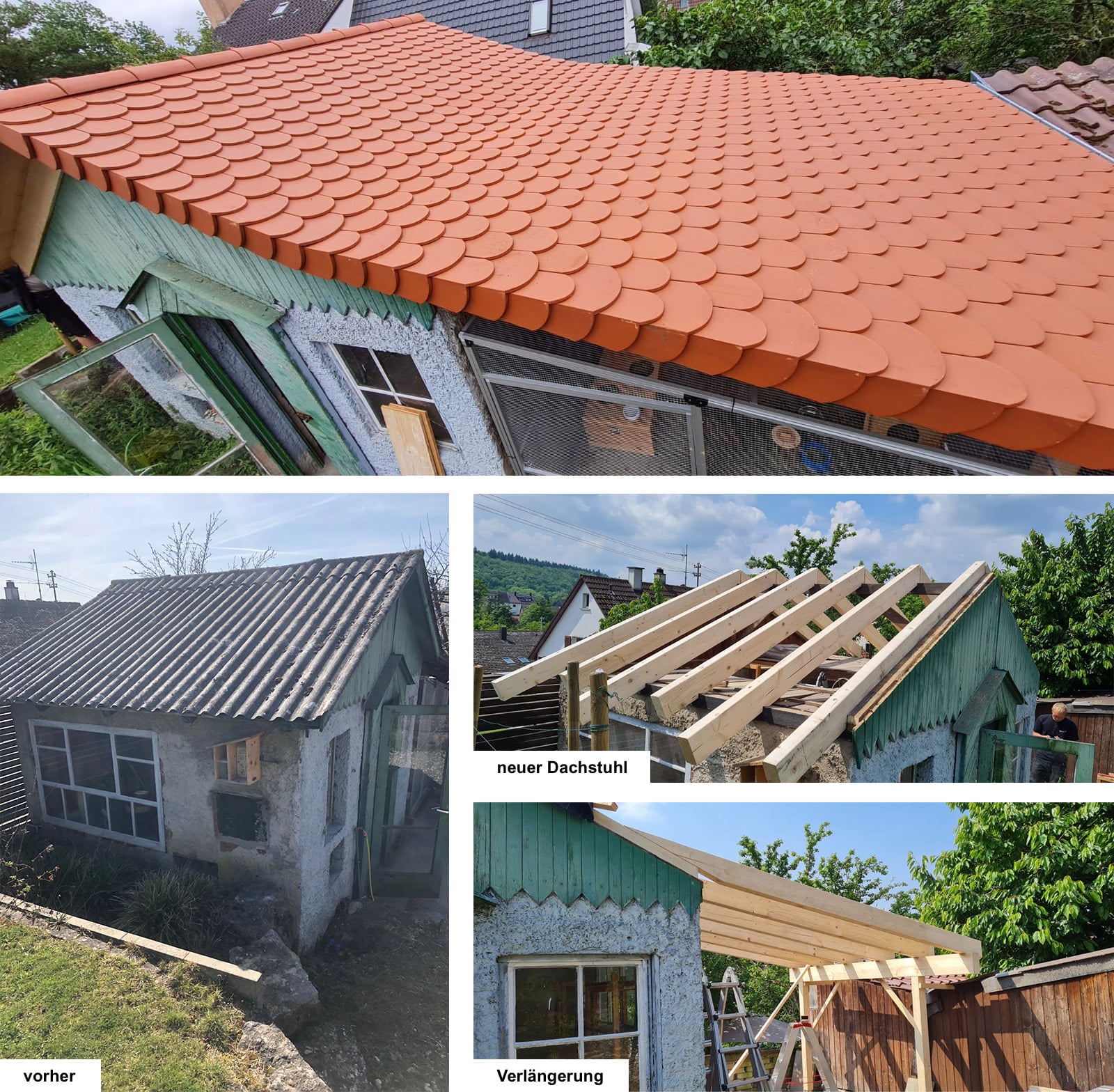 Dacherneuerung Gartenhaus mit Biberschwanzziegeln, Leonberg