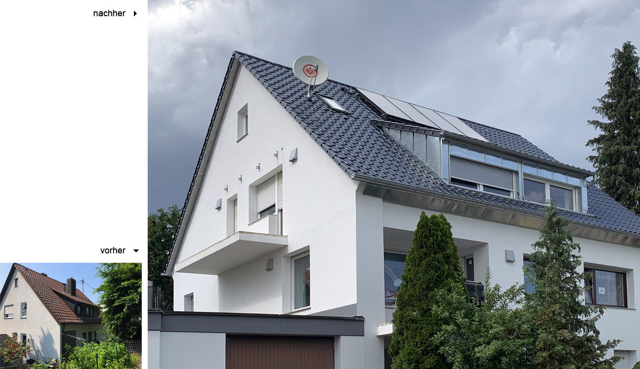 Dachmodernisierung mit Gauben, Tonziegel Erlus E 58 SL Titansilve, Leonberg